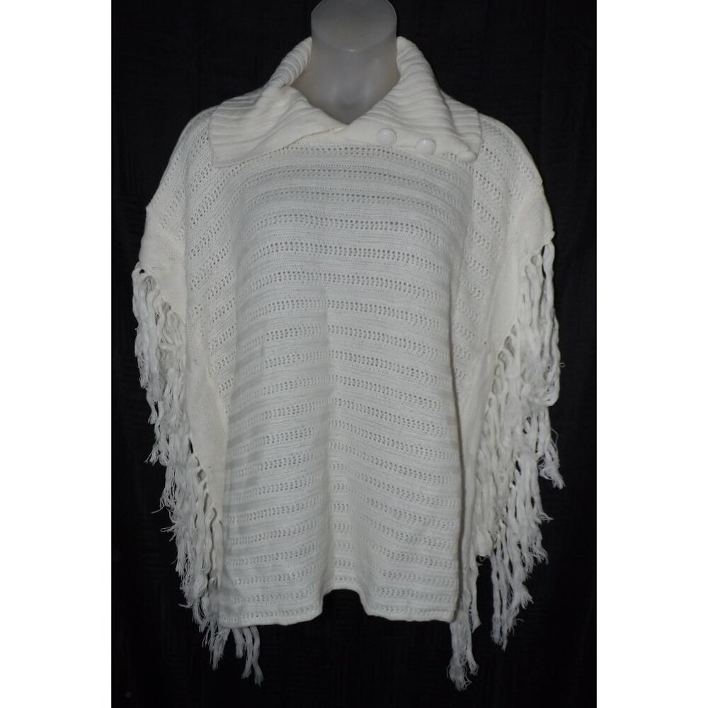NEW NWT Creamy White Sz Large Fringed Lightweight Soft Sweater Shawl Wrap